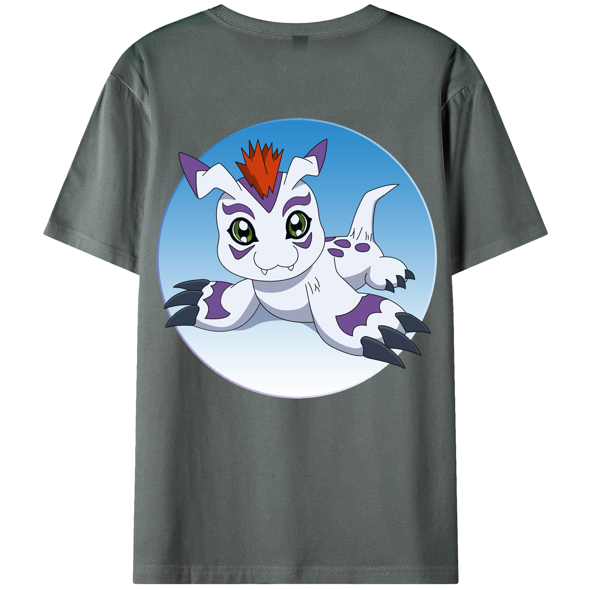 （画像用） Digimon デジタルモンスター/デジモン 綿100％ メンズ半袖Tシャツ（バックプリント） 通気性